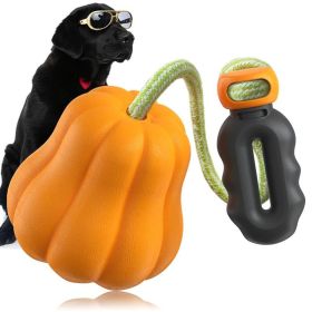 Pumpkin Rope Fetch Exercise Toy for Medium Large Aggressive Chewers (Option: Orange)