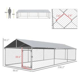 Outdoor Dog Kennel For Large Dogs With Waterproof UV Resistant Roof, Silver (Option: Silver Gray)